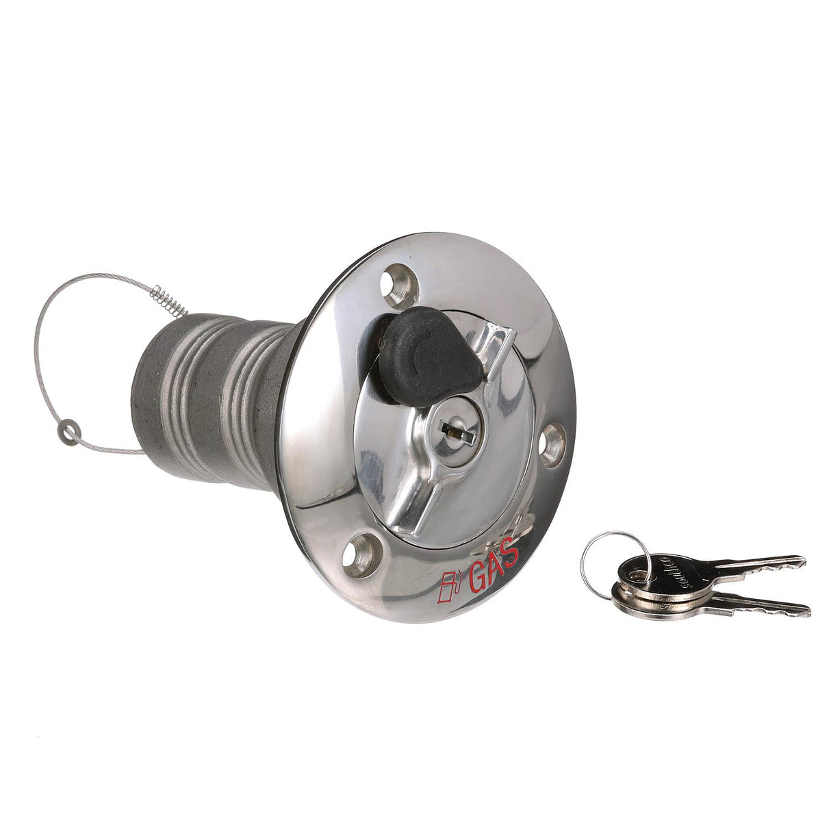 Seachoice 32051 Deck Mount Gas Fill Plate w/ Locking Cap, Cast 316 Stainless Steel, Includes 2 Keys