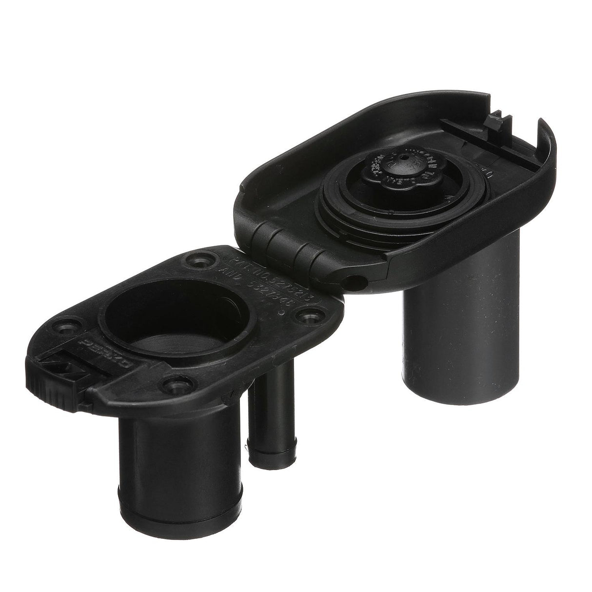 Seachoice 32061 Deck Mount Gas Fill Plate w/ Vent, Hinged Flip-Top, Molded Black Plastic