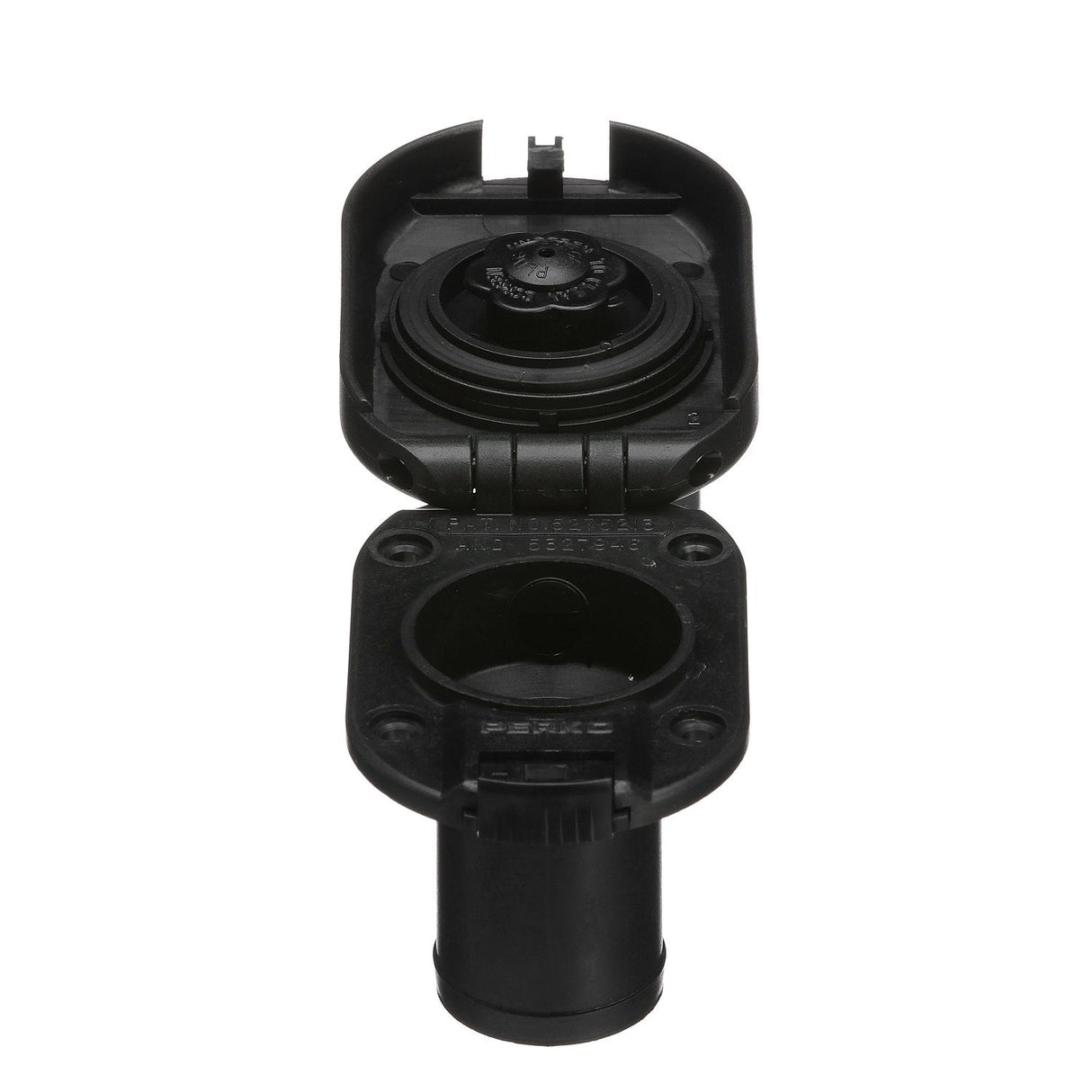 Seachoice 32061 Deck Mount Gas Fill Plate w/ Vent, Hinged Flip-Top, Molded Black Plastic