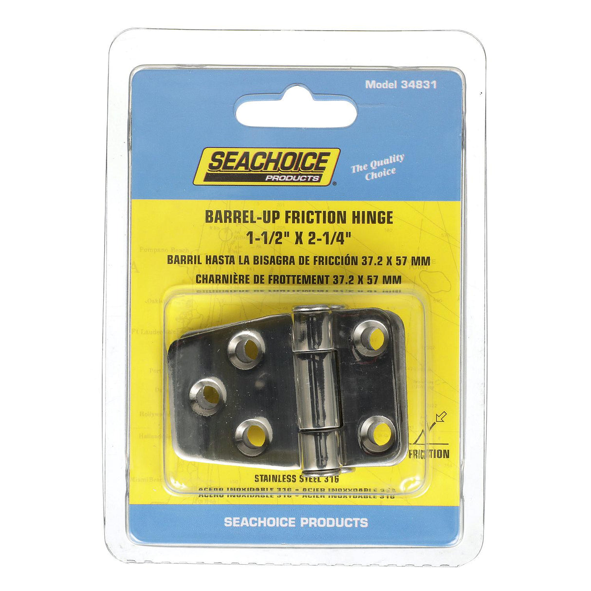 Seachoice Barrel-Up Friction Hinge, 316 Stainless Steel, 1-1/2 in. X 2-1/4 in., 1 Pair