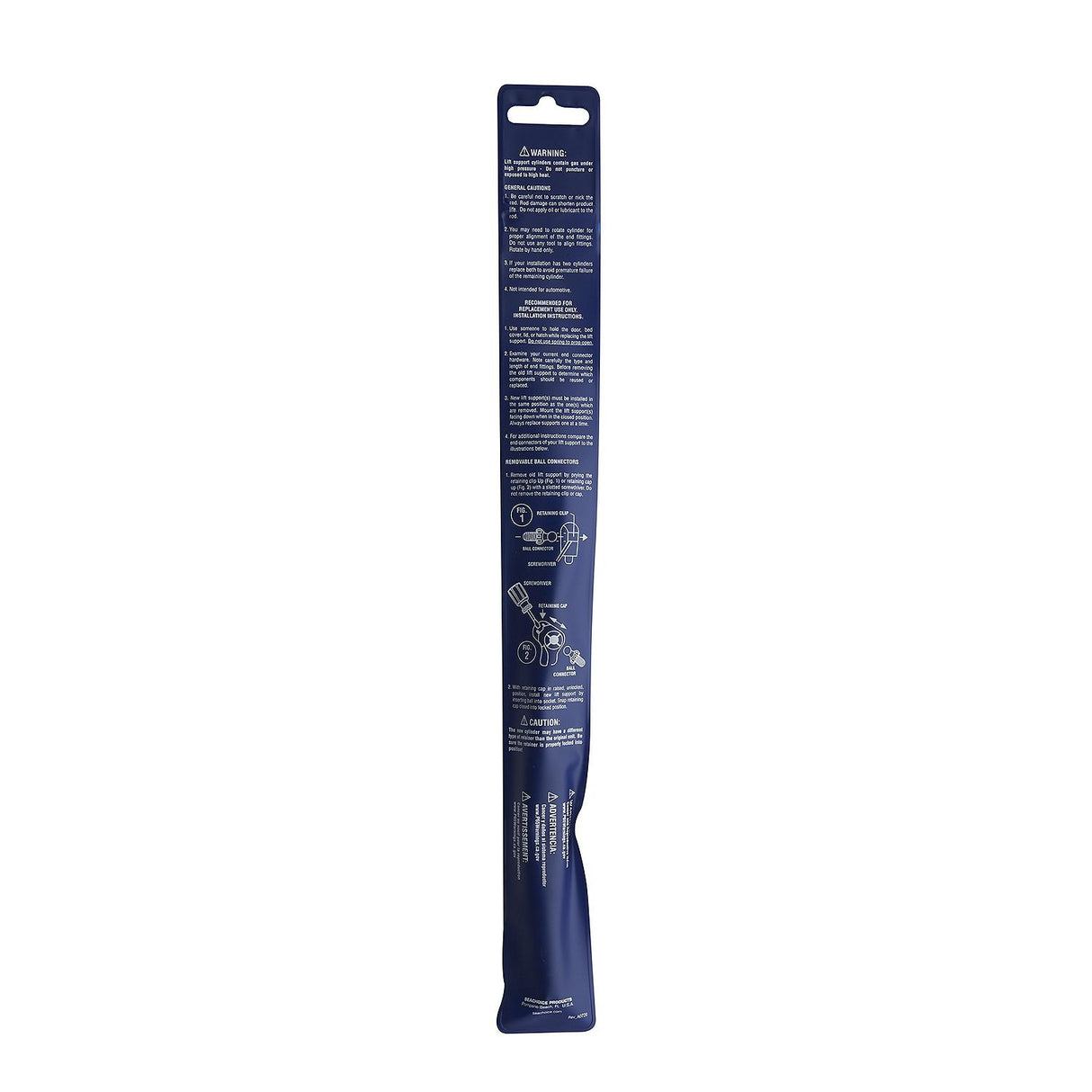 Seachoice Black Gas Spring, 7.5 In. Compressed-5.25 In. Extended, 20 Pounds of Force