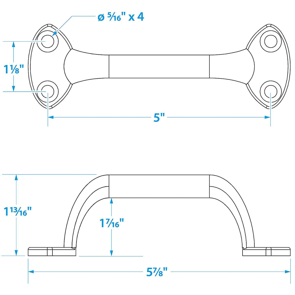 Seachoice 6 In. Transom Handle Chrome, One Size