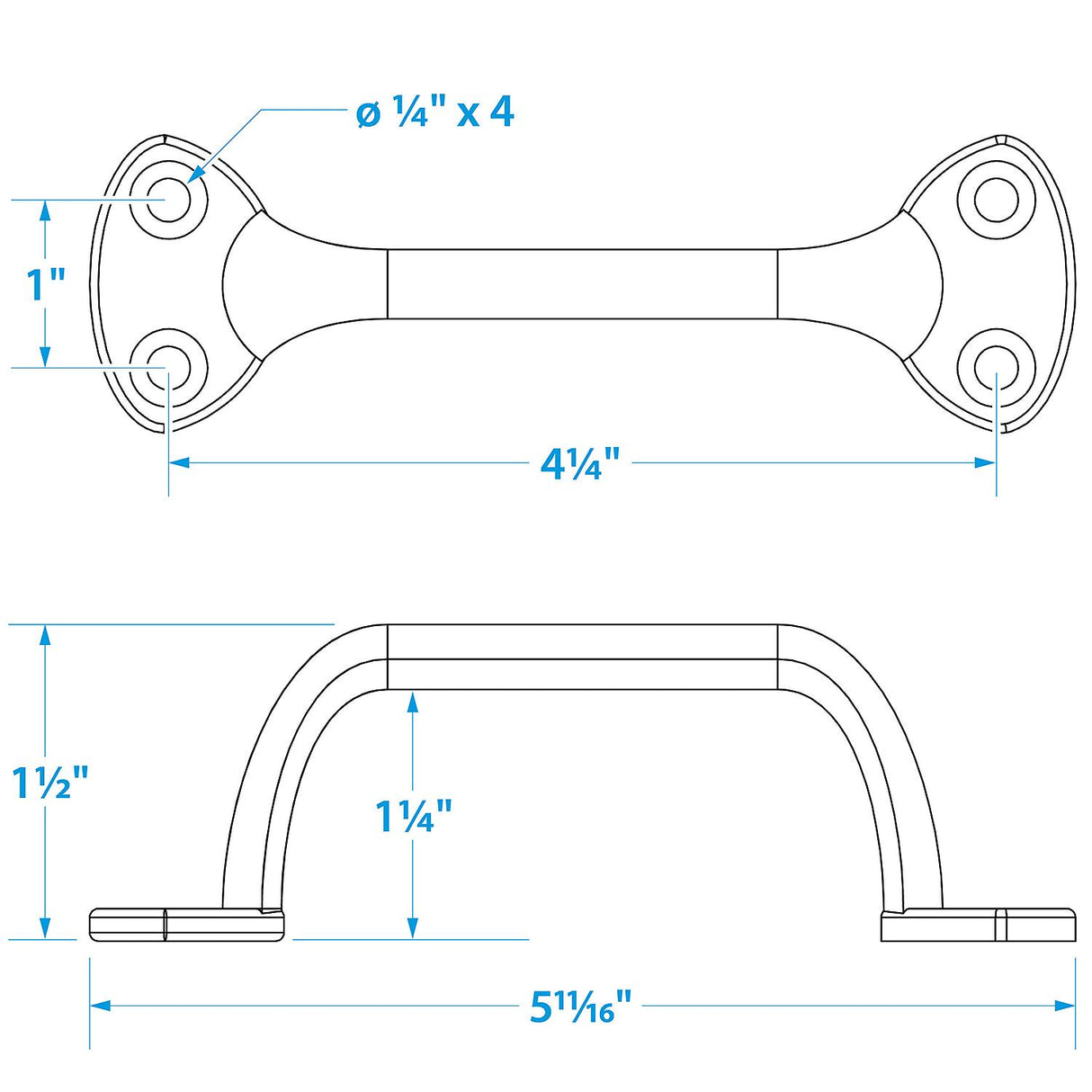 Seachoice Heavy Duty Transom Handle, Triple Chrome-Plated Cast Brass, 6 in. Round Grip