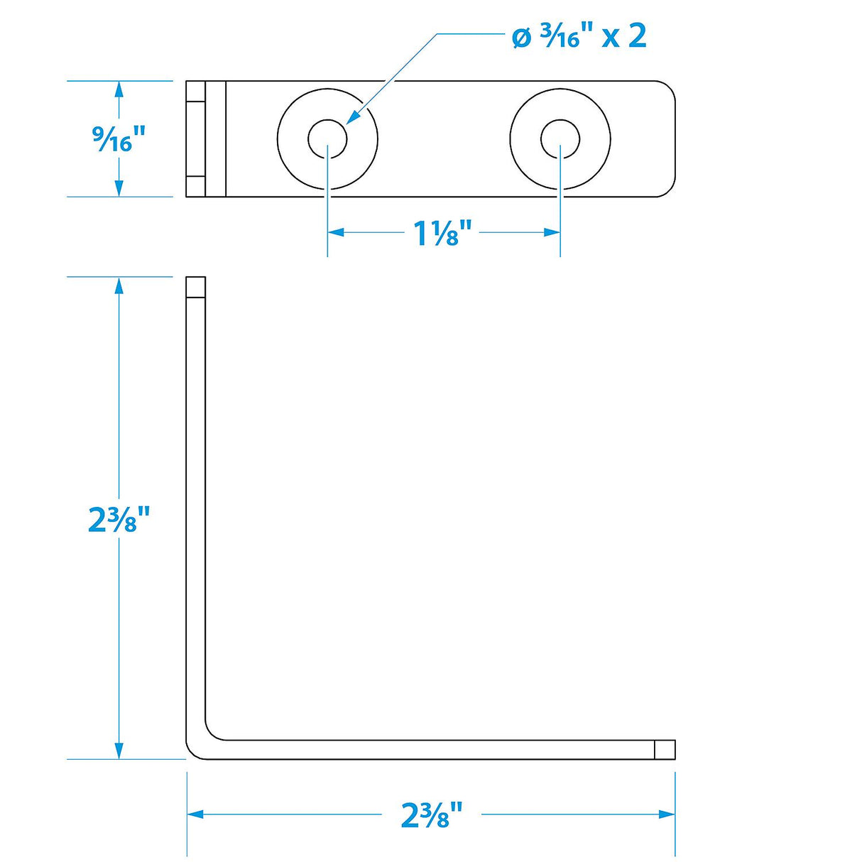 Seachoice Marine-Grade 90-Degree Angle Bracket, Polished 304 Stainless Steel, 2-3/8 in. X 1/2 in., Pack of 2