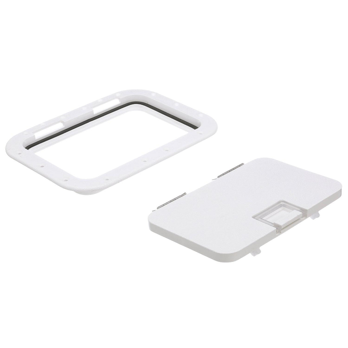 Seachoice Hinged Hatch, Arctic White, 7 in. X 11 in. Inner Dimensions, Acetone Proof Polypropylene