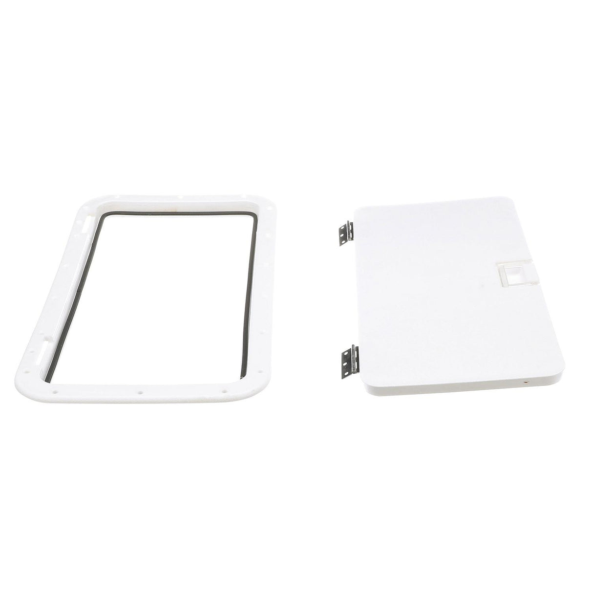 Seachoice Handle Hatch, Arctic White, 10 in. X 20 in., Stainless Steel Hinge
