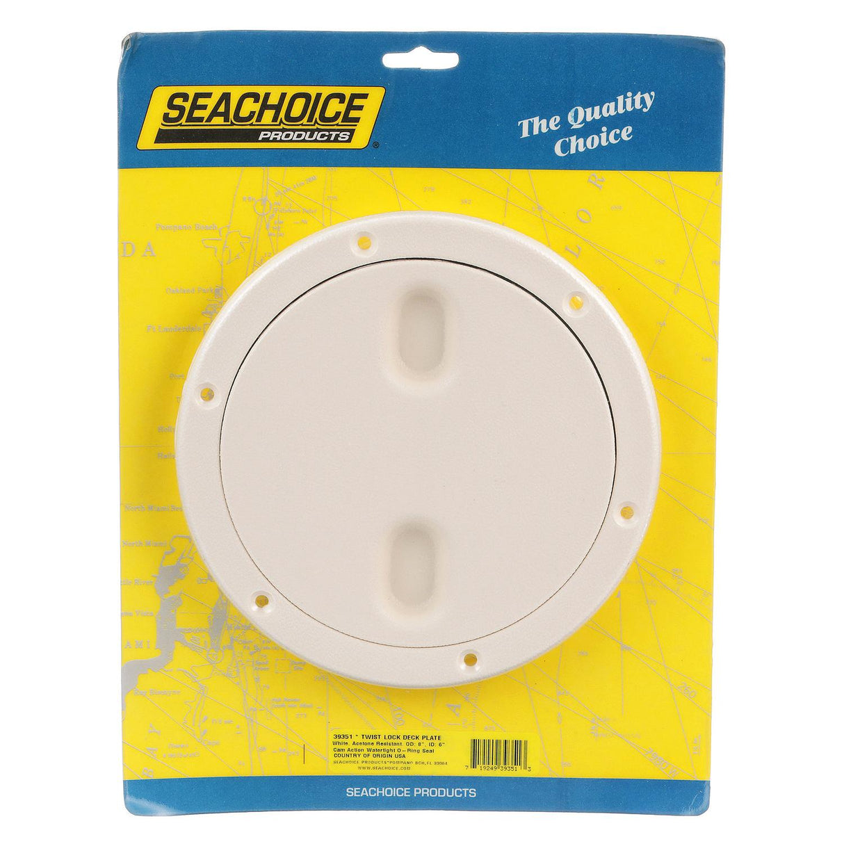 Seachoice Twist 'N' Lock Marine Boat Deck Plate, White Finish, Up to 6-1/2 In.