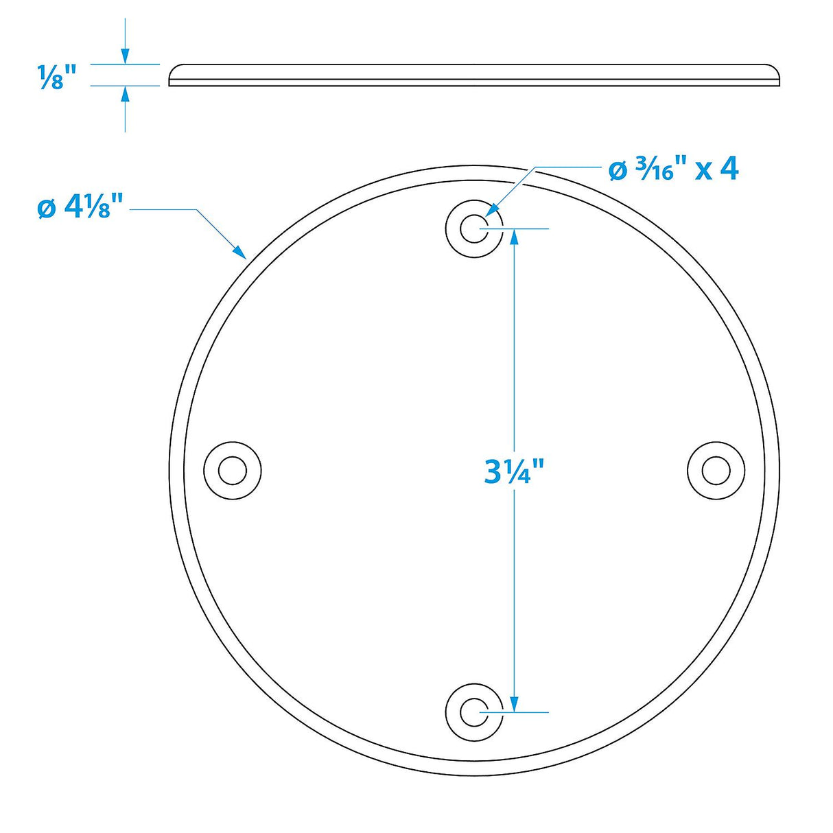 Seachoice 39621 Marine Boat Cover Plate, Arctic White, 4-1/8 in. Outer Diameter