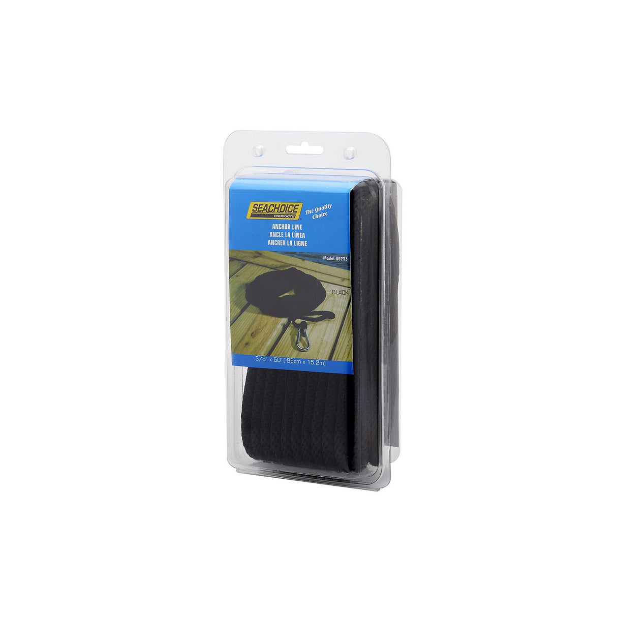 Seachoice 3/8 In. X 50 Ft. Solid Braid Nylon Anchor Line, Black