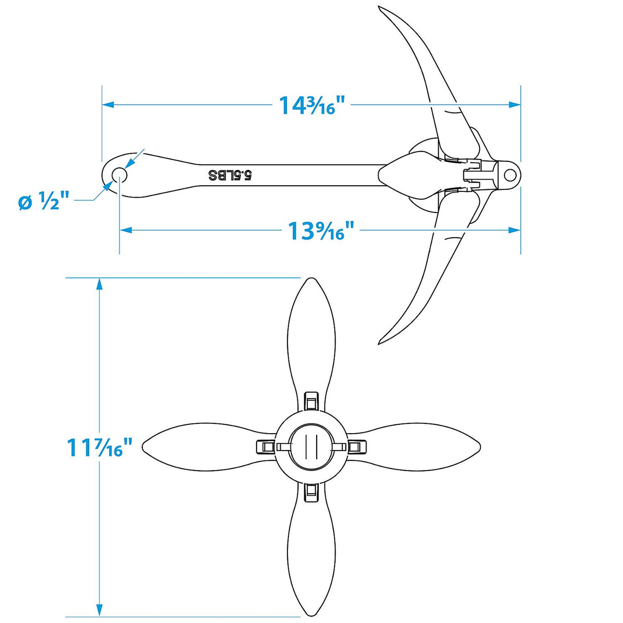 Seachoice Folding Grapnel Boat Anchor, 5.5 Lbs.