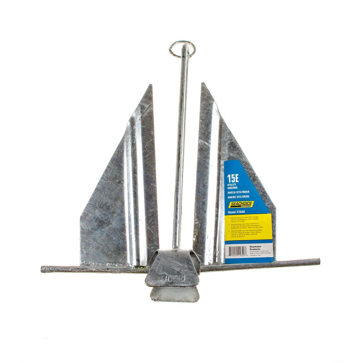 Seachoice Utility Anchor w/ Slip Ring, Size 15E, Galvanized Steel