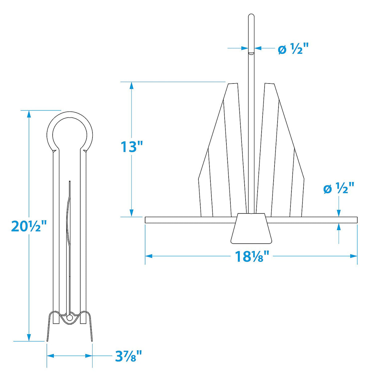 Seachoice Utility Anchor w/ Slip Ring, Size 15E, Galvanized Steel