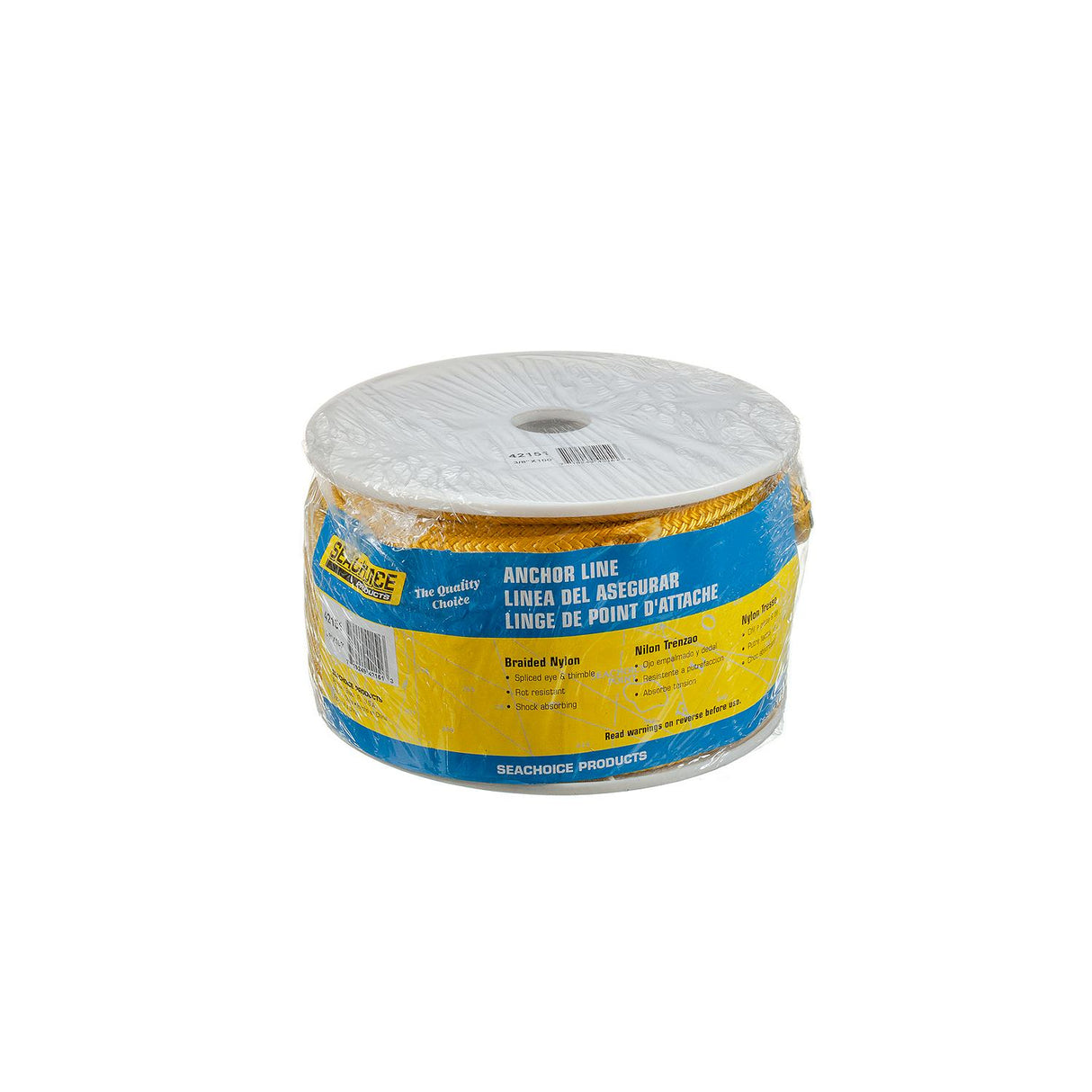 Seachoice Boat Anchor Rope, Double-Braid, Nylon, Achor Line, 3/8 in. X 100 Ft., Yellow