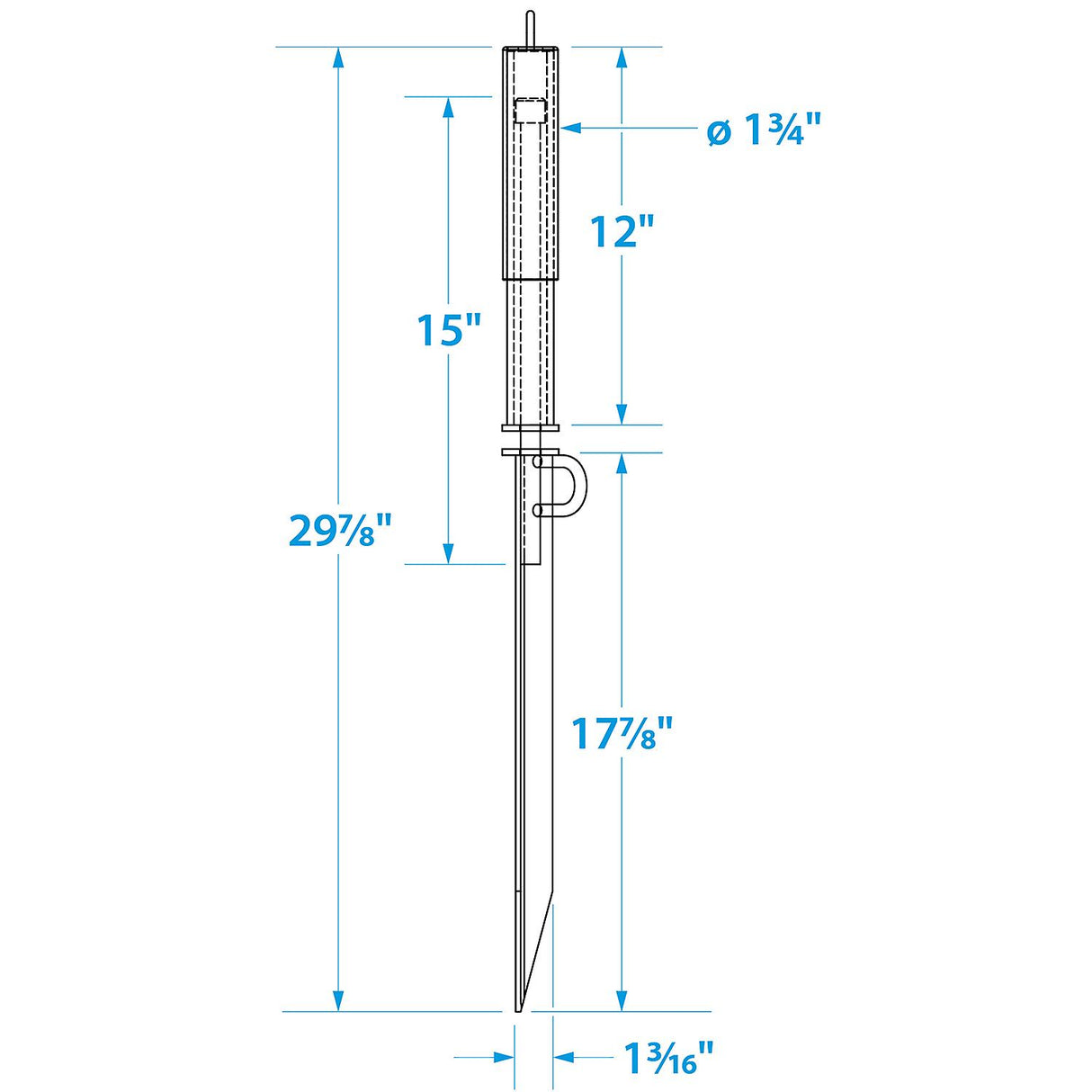 Seachoice Beach Spike in Galvanized Steel For PWC or Small Boat up to 22 Ft., Anchor, Self-Hammering Action w/ Rubber-Coated Handle