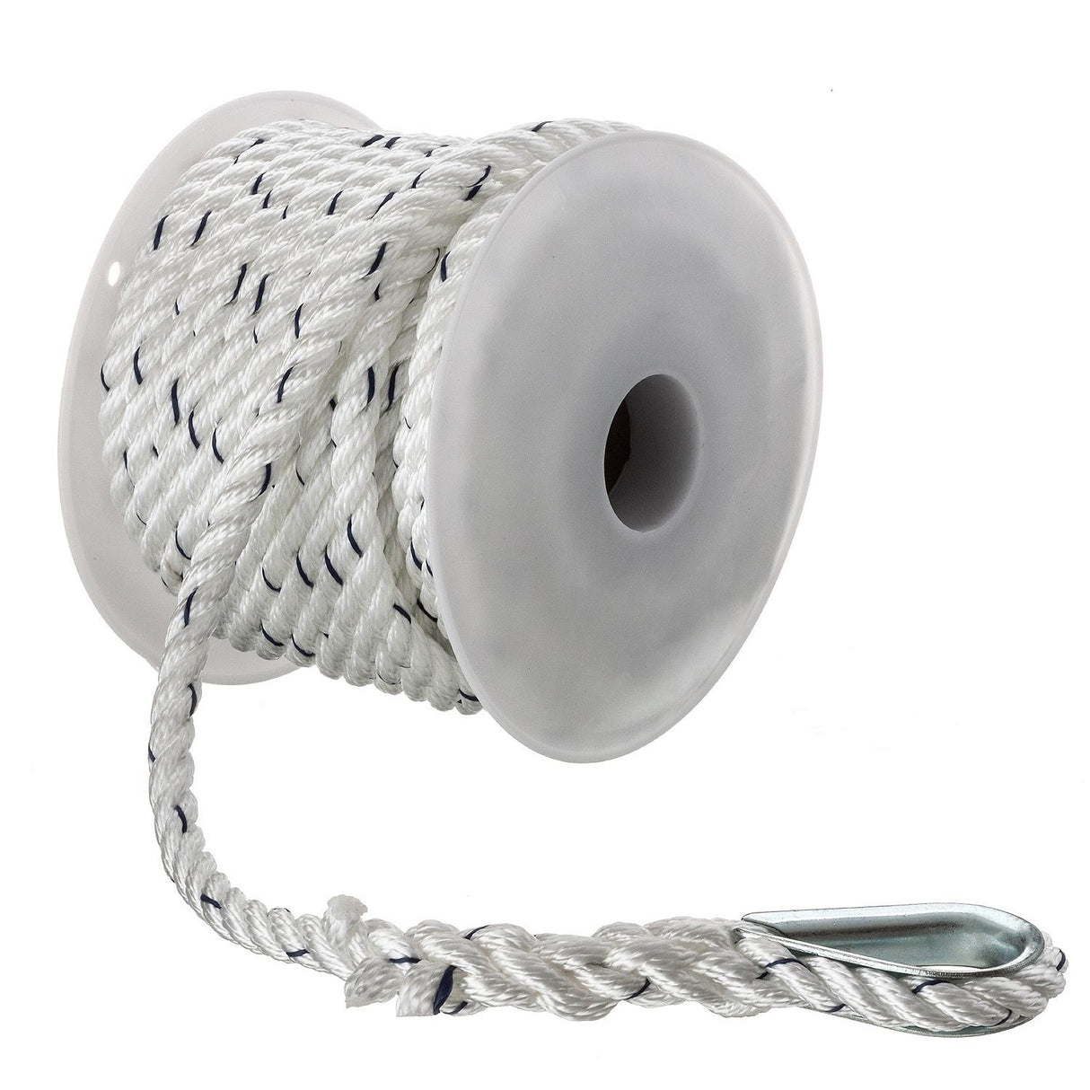 Seachoice 47691 Boat Anchor Line Rope, 3-Strand Twisted, Nylon, White/Blue, 3/8 in. X 50 Ft.