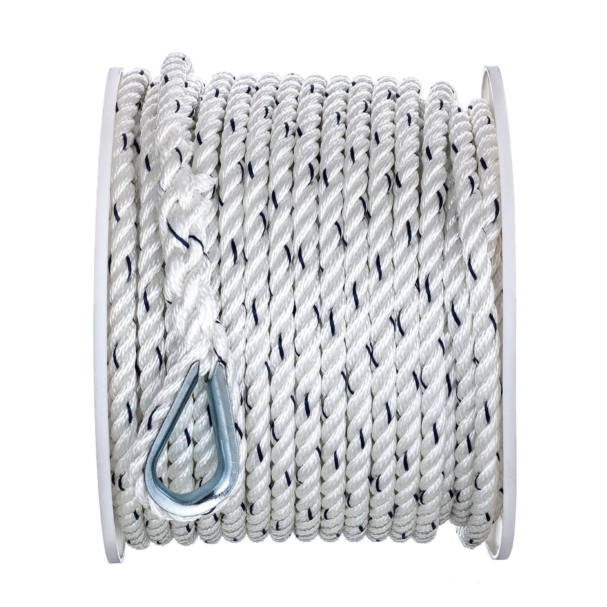 Seachoice 47721 Boat Anchor Line Rope, 3-Strand Twisted, Nylon, White/Blue, 3/8 in. X 150 Ft.