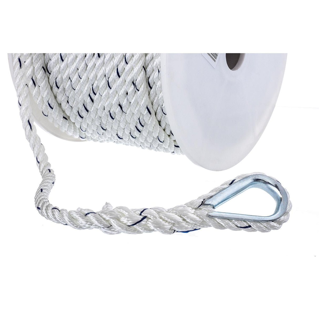 Seachoice 47721 Boat Anchor Line Rope, 3-Strand Twisted, Nylon, White/Blue, 3/8 in. X 150 Ft.