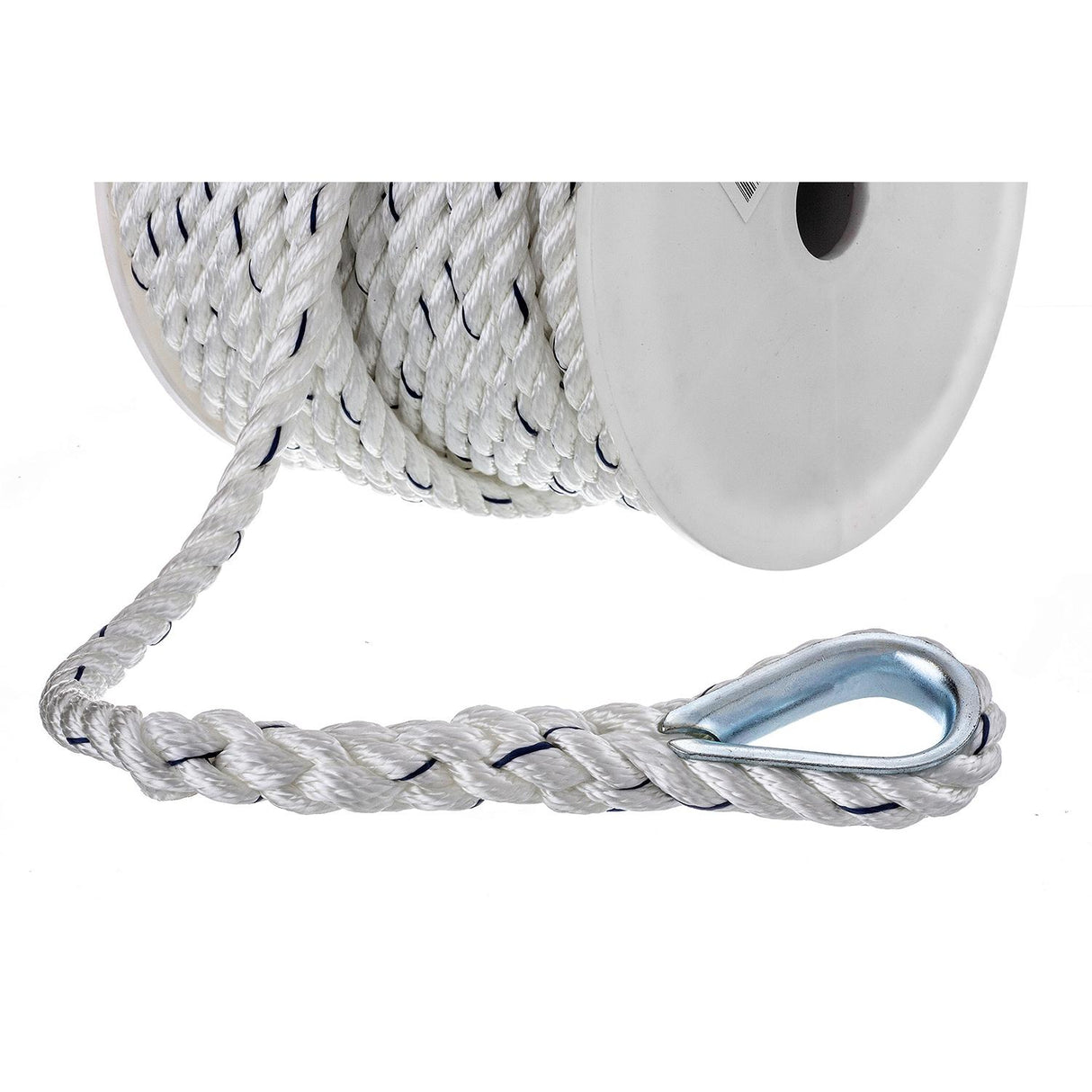Seachoice 47731 Boat Anchor Line Rope, 3-Strand Twisted, Nylon, White/Blue, 1/2 in. X 100 Ft.