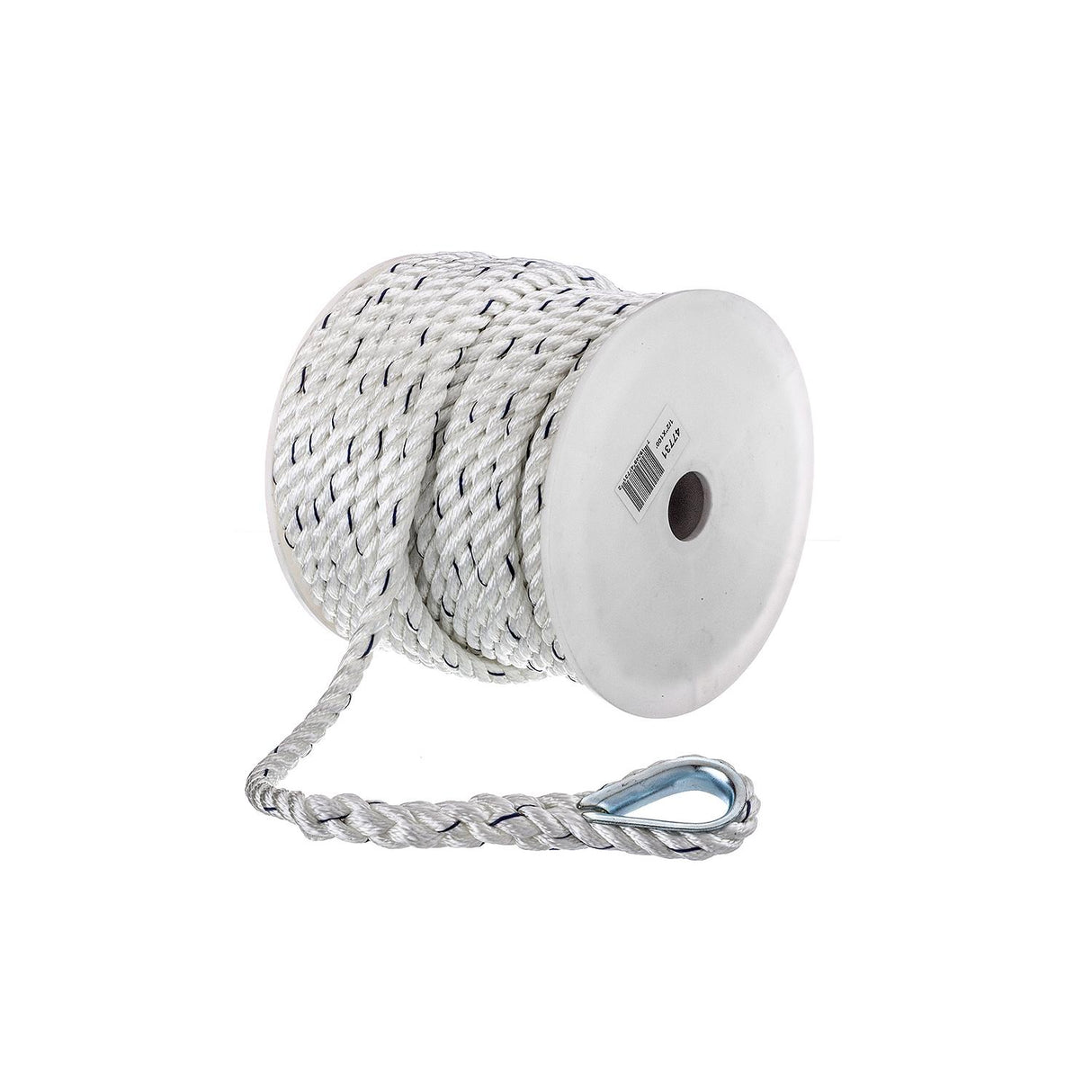Seachoice 47731 Boat Anchor Line Rope, 3-Strand Twisted, Nylon, White/Blue, 1/2 in. X 100 Ft.