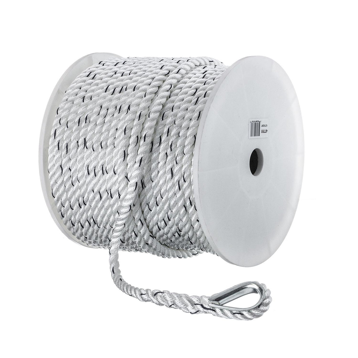 Seachoice 47781 Boat Anchor Line Rope, 3-Strand Twisted, Nylon, White/Blue, 1/2 in. X 250 Ft.