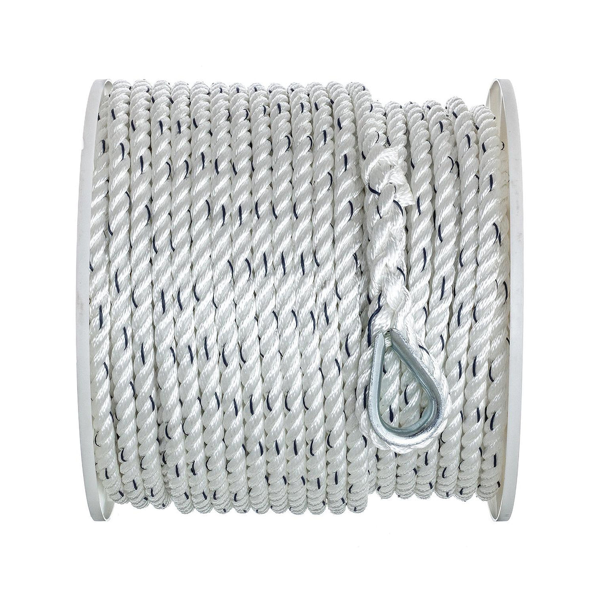 Seachoice 47781 Boat Anchor Line Rope, 3-Strand Twisted, Nylon, White/Blue, 1/2 in. X 250 Ft.
