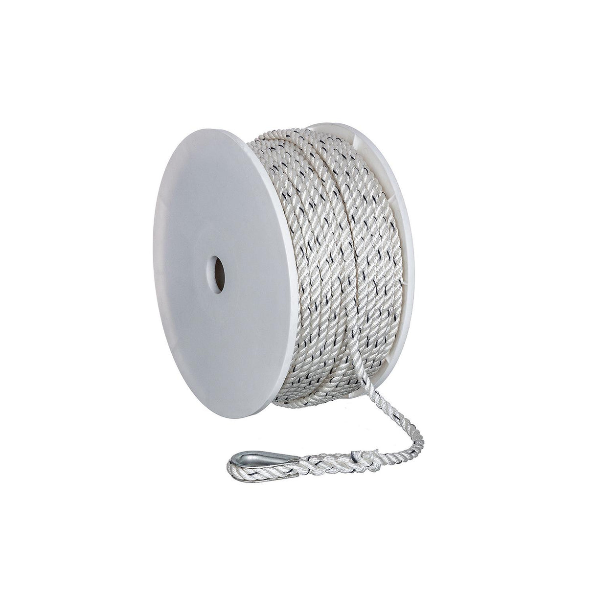 Seachoice 47911 Boat Anchor Line Rope, 3-Strand Twisted, Nylon, White/Blue, 3/8 in. X 200 Ft.