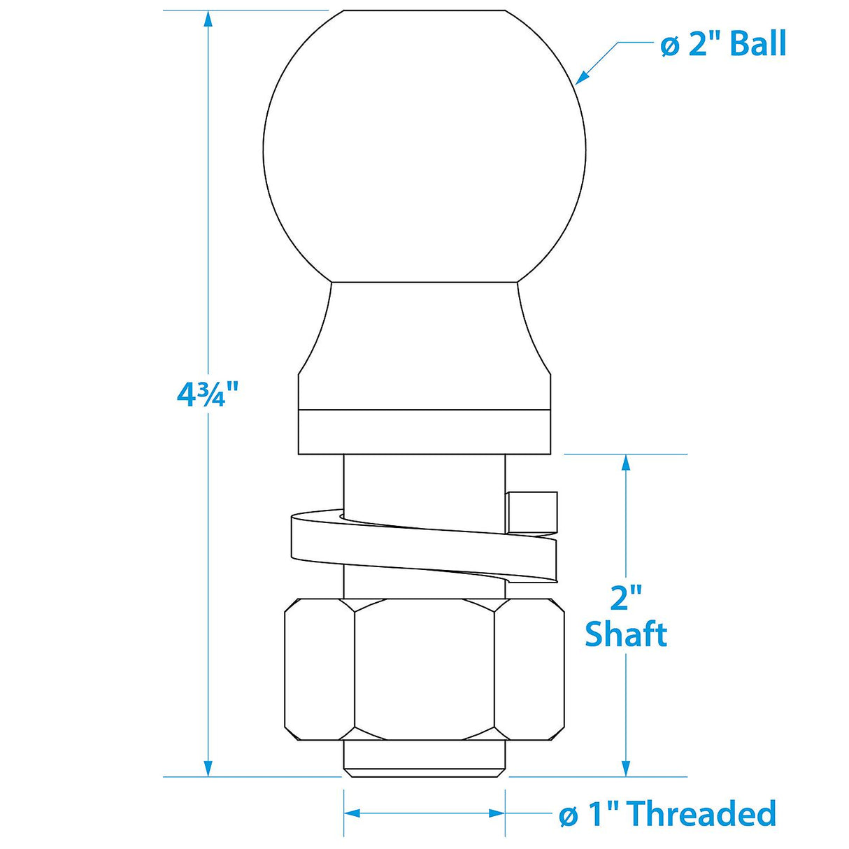 Seachoice Boat Trailer Coupler Ball 2 in. SAE Class III