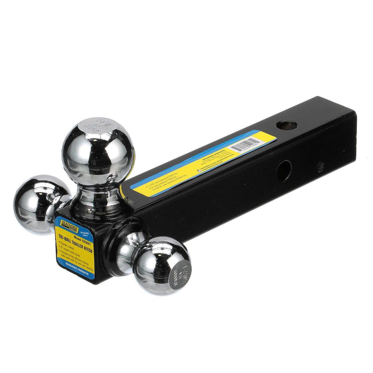Seachoice Tri Ball Mount Solid Shank Trailer Hitch, 2 in., Chrome