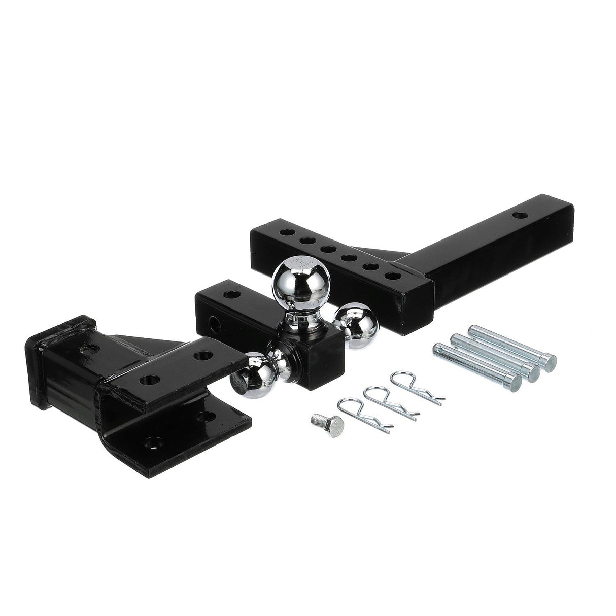 Seachoice Adjustable Trailer Hitch Drop, Tri Ball Mount Solid, 2 in. Shank, Black Finish