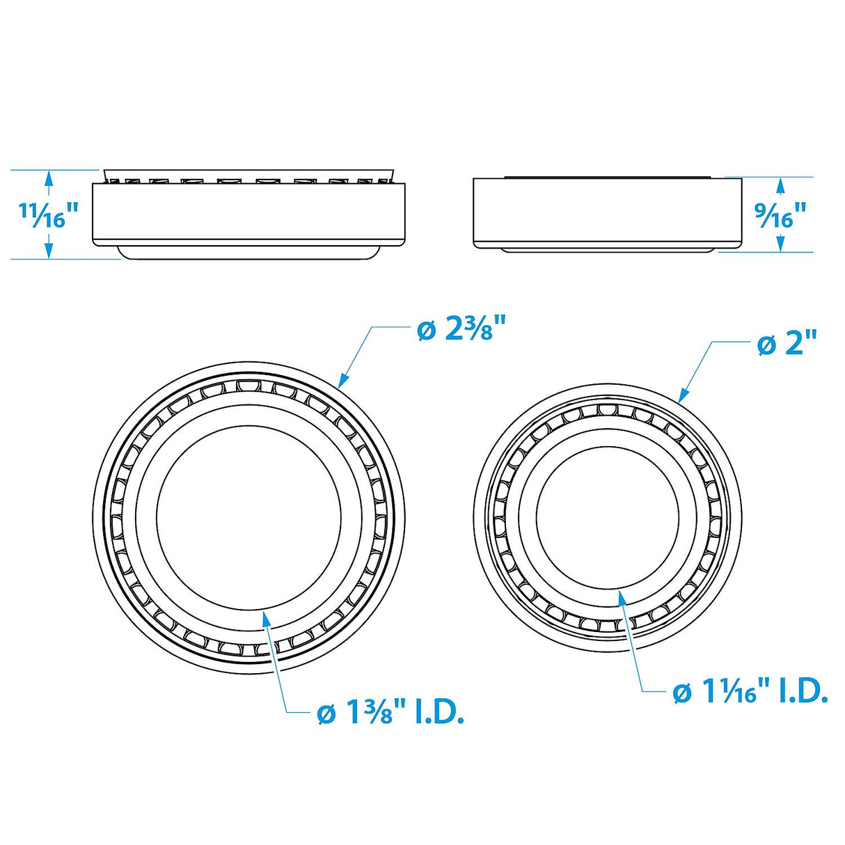 Seachoice Marine Boat Trailer Wheel Bearing Kit, 1-3/8 In. X 1-1/16 In. Axle, Set of 2