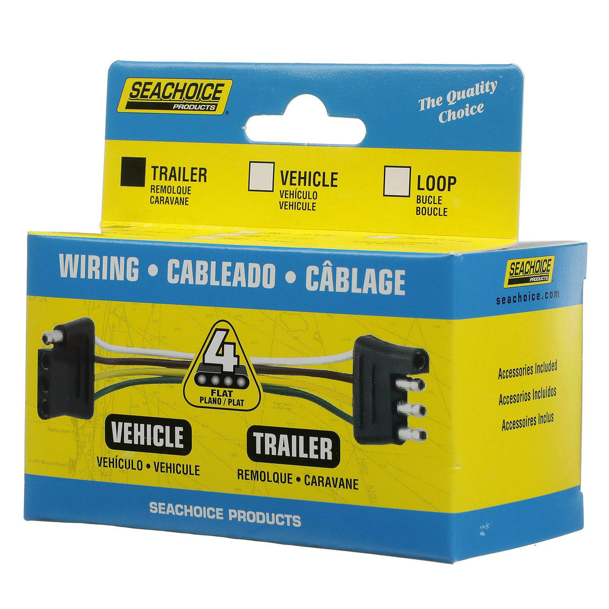 Seachoice 4-Way Flat Connector, Trailer Side, 12 in. Lead, 7.5 Max. Amp Load