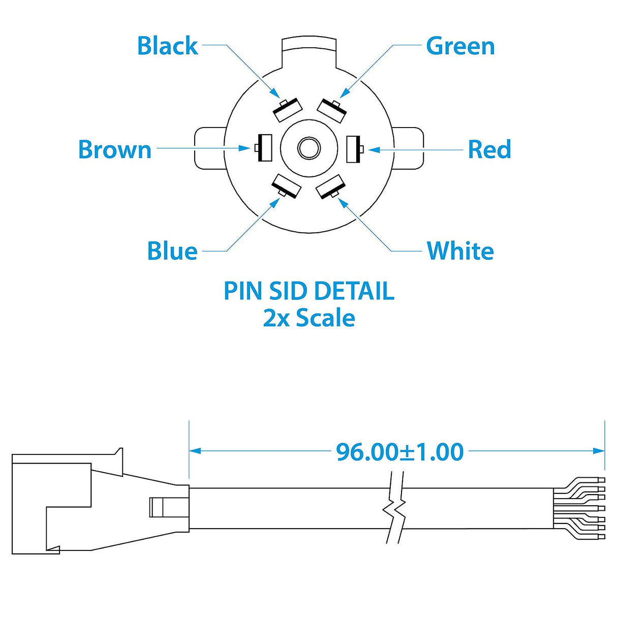 Seachoice 58111 Trailer Molded Connector, 7 Way, 8 Ft.