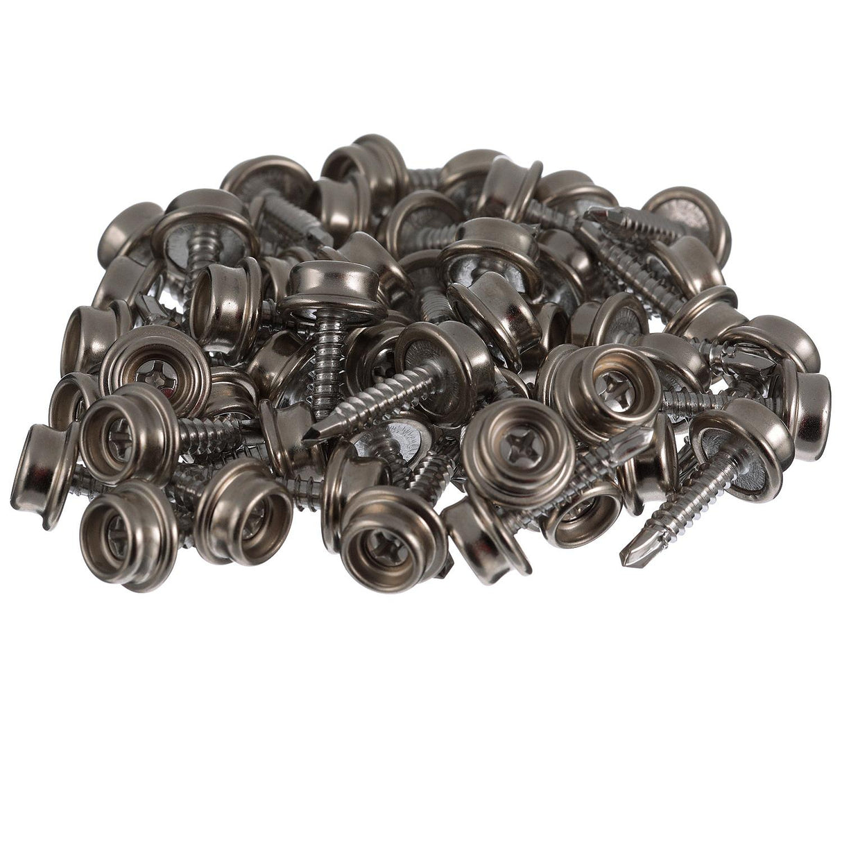 Seachoice Button Stud w/ Self Drilling 8 In. X 3/4 In. Stainless Steel Screw, Pack of 50