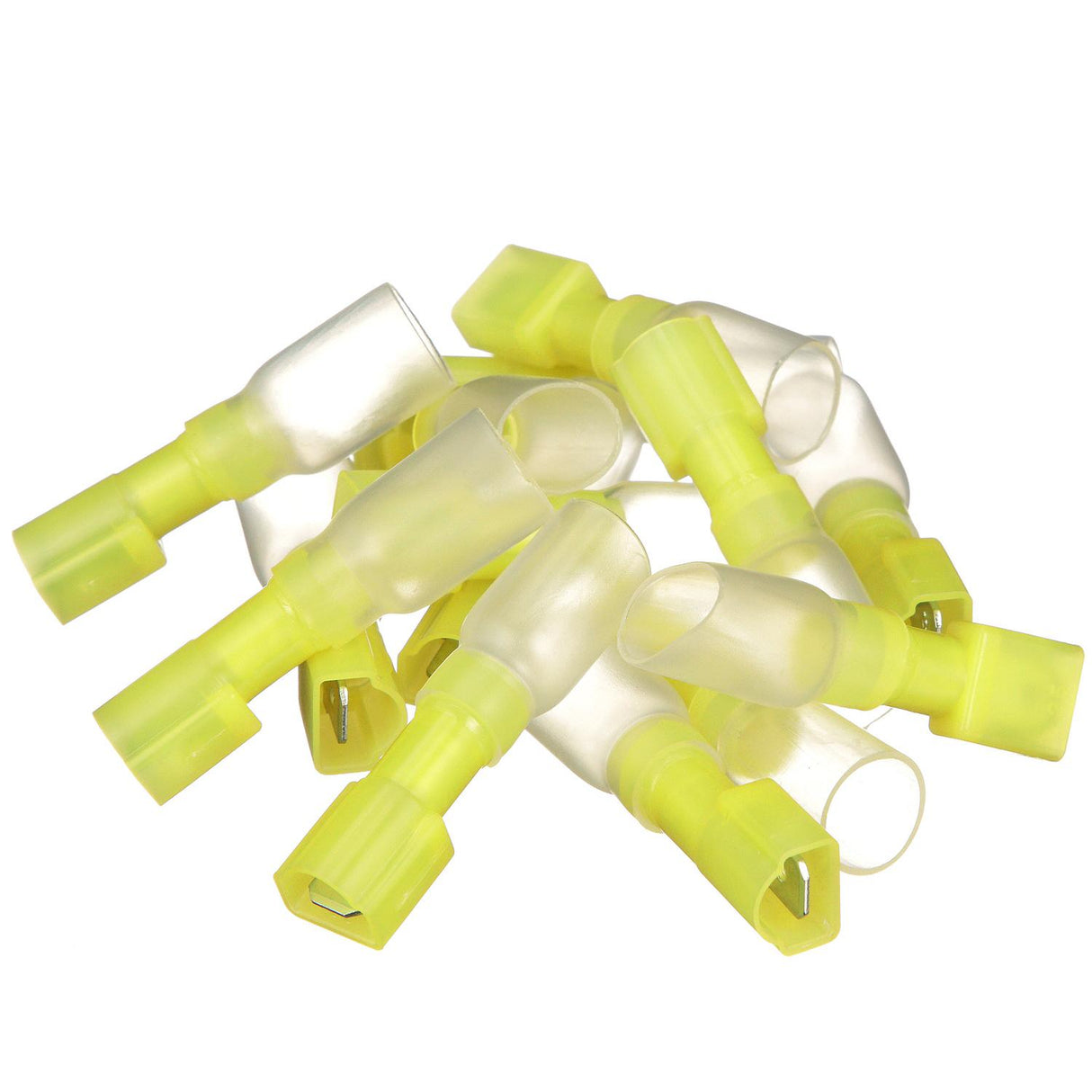 Seachoice Heat Shrink Insulated Disconnect, Marine Grade Heat-Shrinkable Male Disconnect Terminals, Yellow, Pack of 25, 12-10 Wire Range