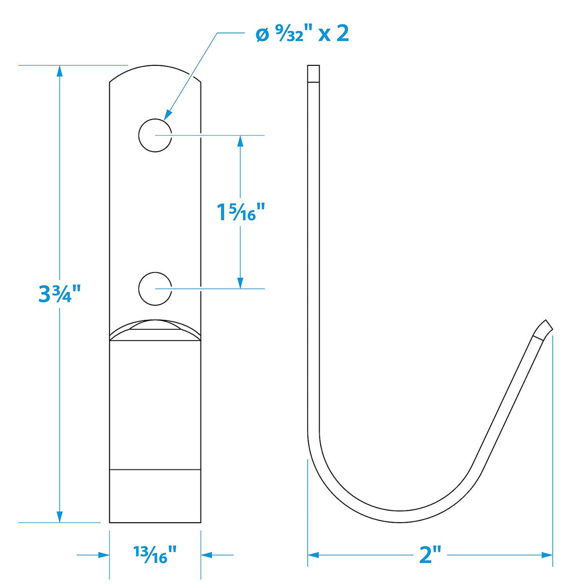 Seachoice Boat Hook Holders, Polished Stainless Steel, Holds 1-1/2 in. Diameter Poles
