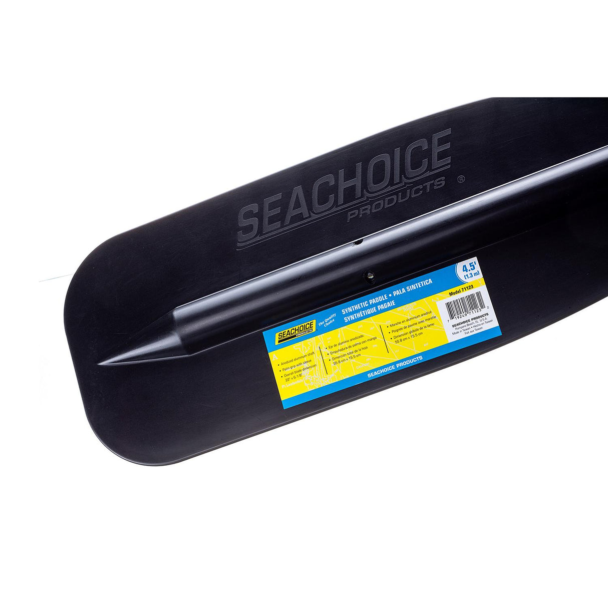 Seachoice 4.5 Ft. Synthetic Paddle w/ Aluminum Shaft, 1 In. Diameter Shaft, Palm Grip, 22 In. X 6-1/8 In. Blade, Black
