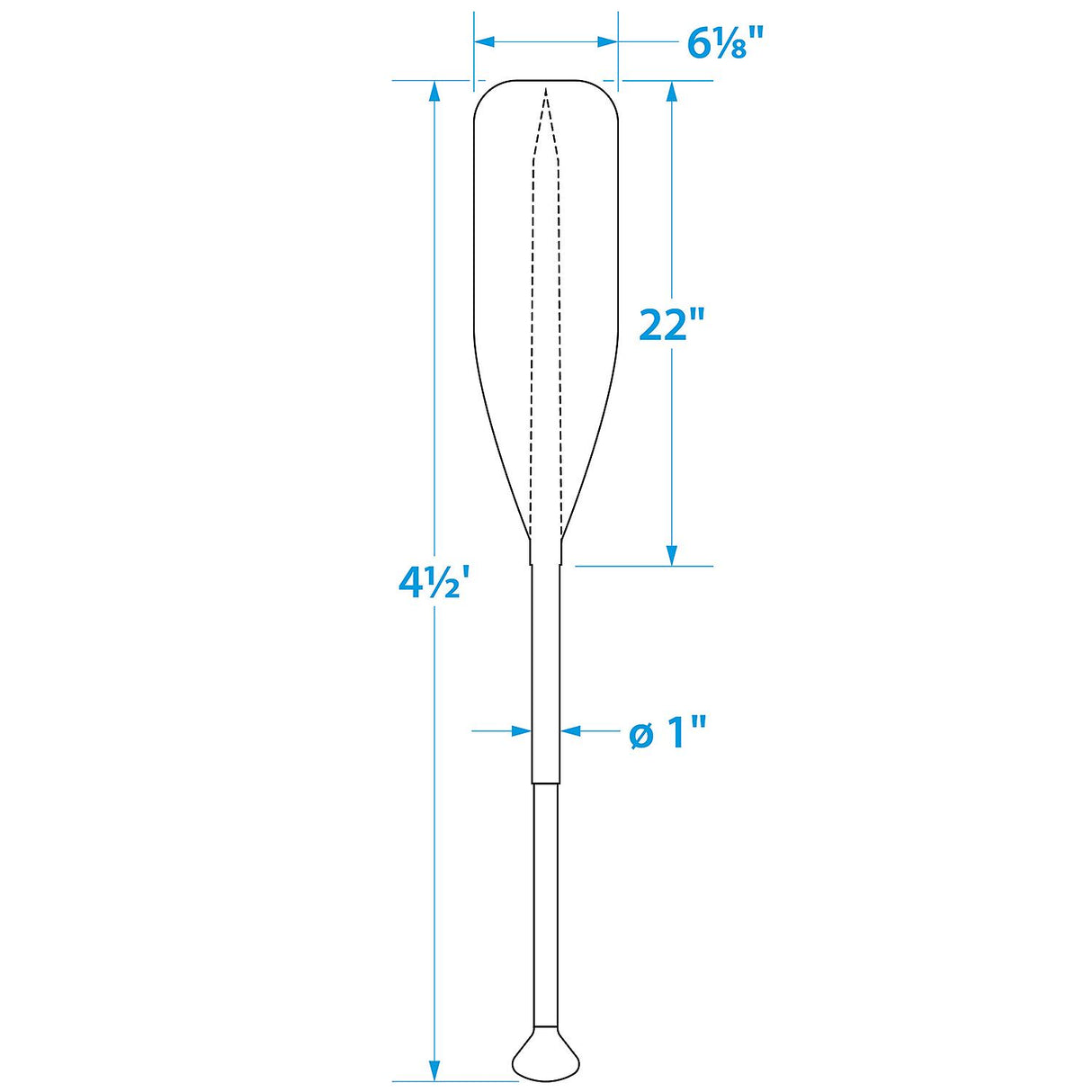 Seachoice 4.5 Ft. Synthetic Paddle w/ Aluminum Shaft, 1 In. Diameter Shaft, Palm Grip, 22 In. X 6-1/8 In. Blade, Black