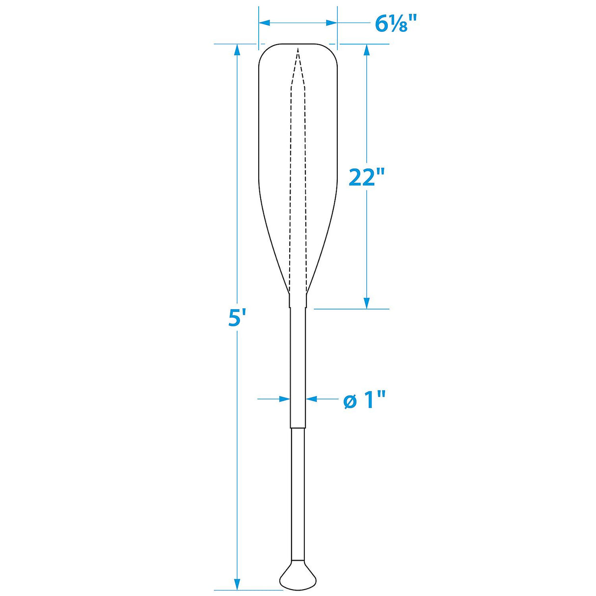 Seachoice 5 Ft. Synthetic Paddle w/ Aluminum Shaft, 1 In. Diameter Shaft, Palm Grip, 22 In. X 6-1/8 In. Blade, Black