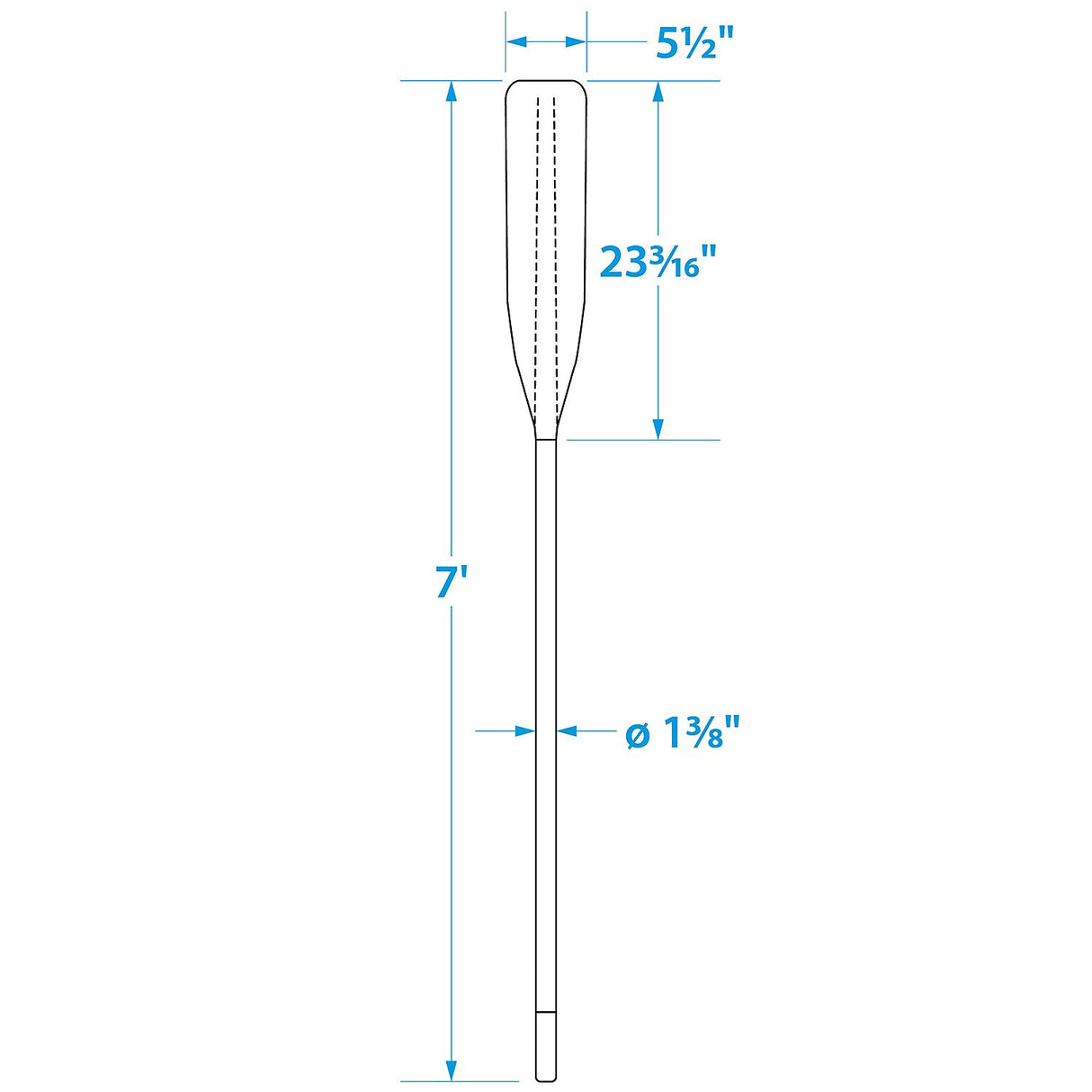 Seachoice 7 Ft. Synthetic Paddle, 1-3/8 in. Diameter Anodized Aluminum Shaft, 23-1/4 in. X 5-1/2 in. Blade, Blue