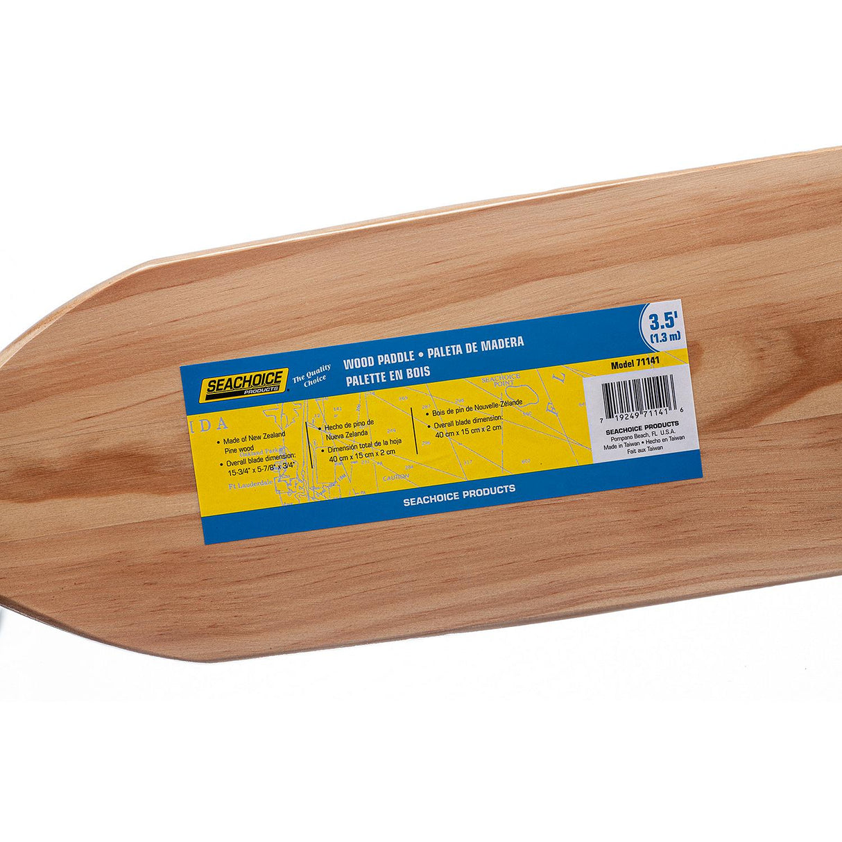 Seachoice 71141 3.5 Ft. Wood Paddle, New Zealand Pine Construction, 15-3/4 In. X 5-7/8 In. Blade, Wide Top Hand Grip, Clear Finish