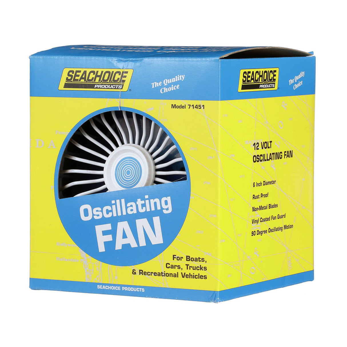 Seachoice 12V DC Oscillating Fan, 6 in., 90-Degree Oscillating Motion