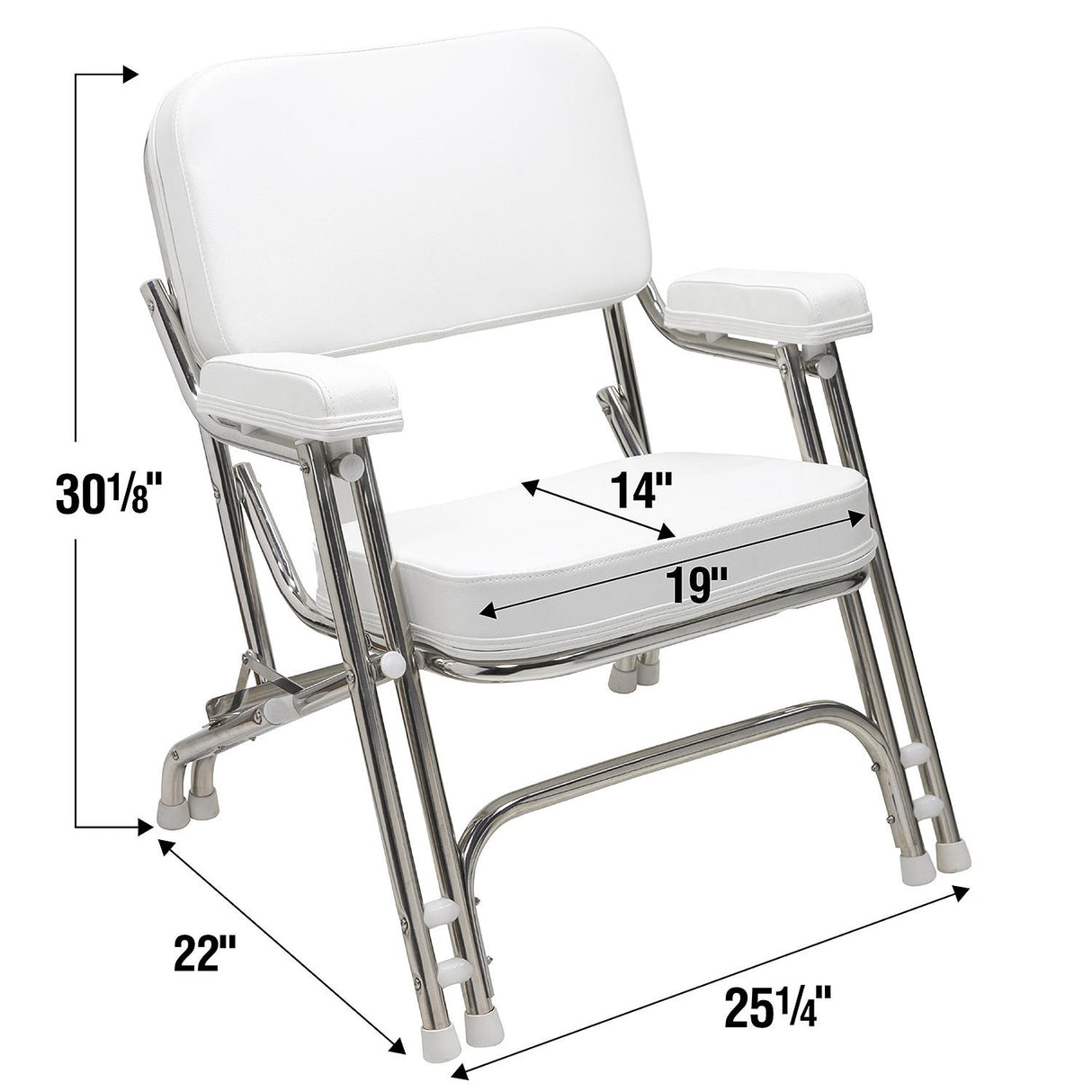 Seachoice 78503 Folding Deck Chair, Aluminum, White