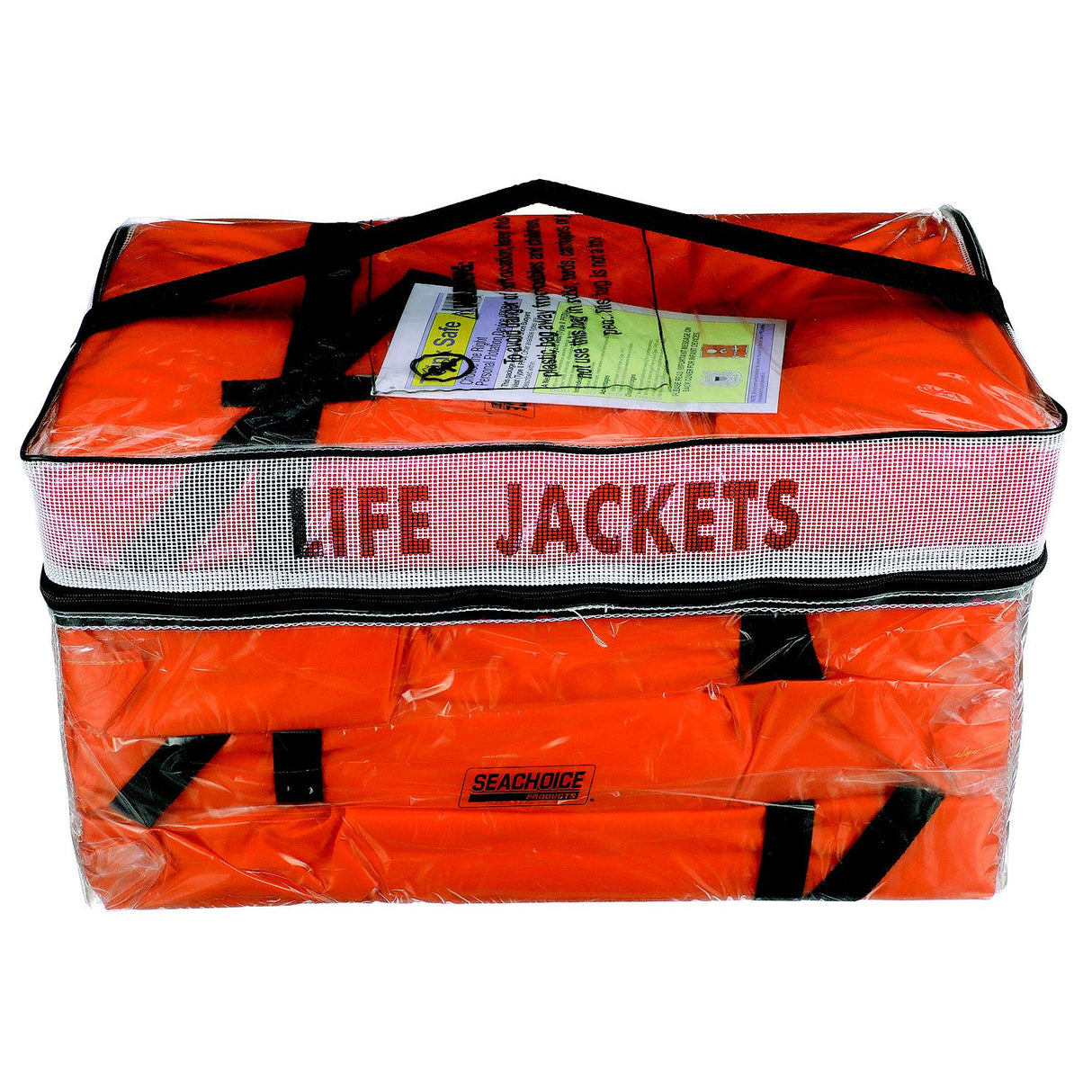 Seachoice Life Vest, Type II Personal Flotation Device, Orange, Adult, 4-Pack w/ Bag