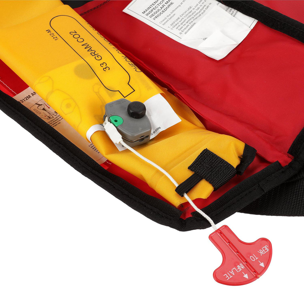 Seachoice Inflatable Personal Flotation Device (PFD), Low-Profile Life Vest, USCG Approved Type V, Adult Size, Red/Black