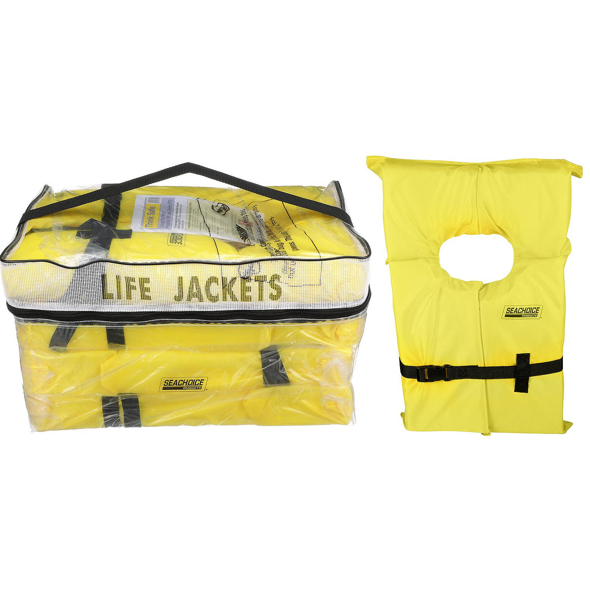 Seachoice Life Vest, Type II Personal Flotation Device, Yellow, Adult, 4-Pack w/ Bag