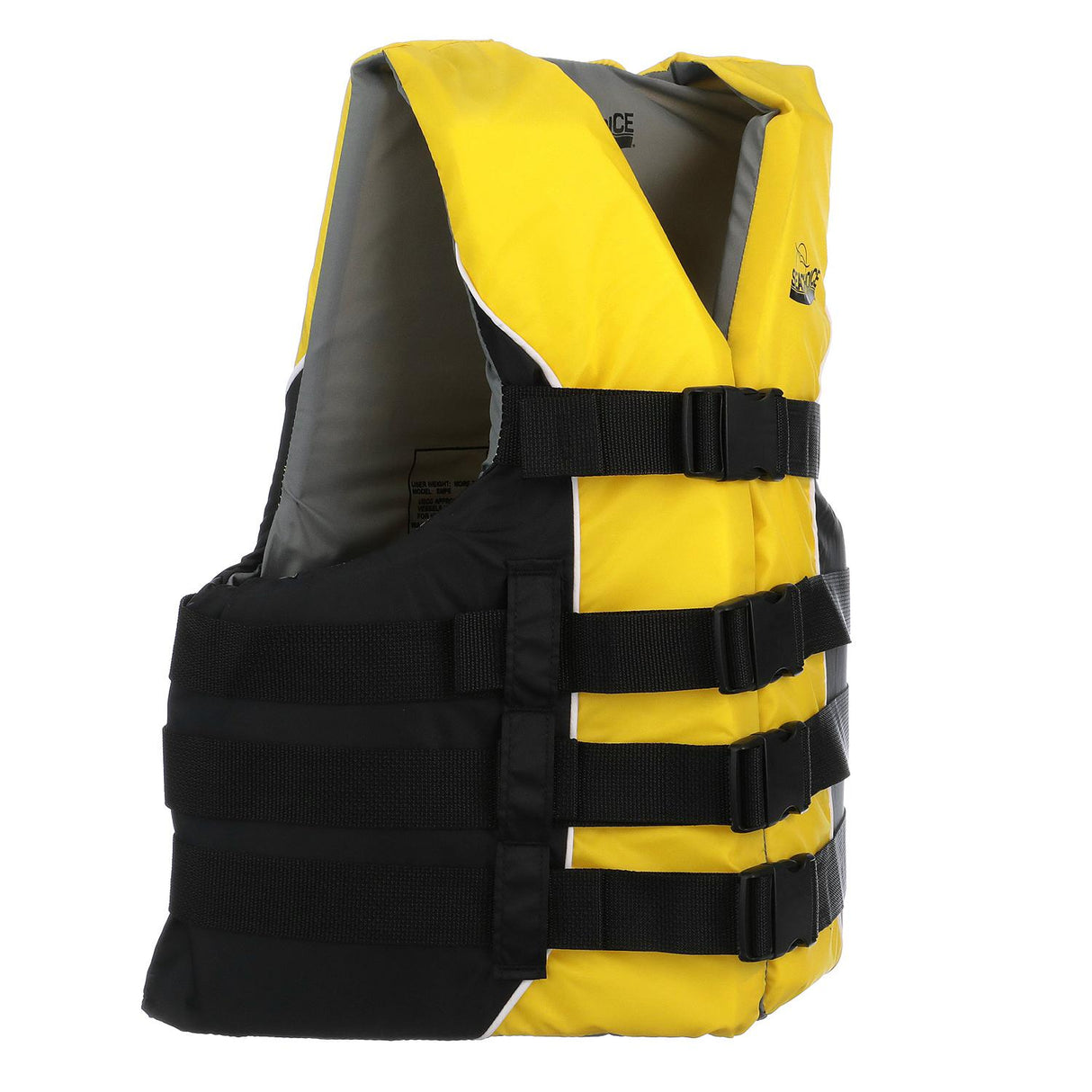 Seachoice 86410 Level 70 Life Jacket, Deluxe Adjustable 4-Belt Ski Vest, Yellow and Black, Size S/M: 32-40 in. Chest