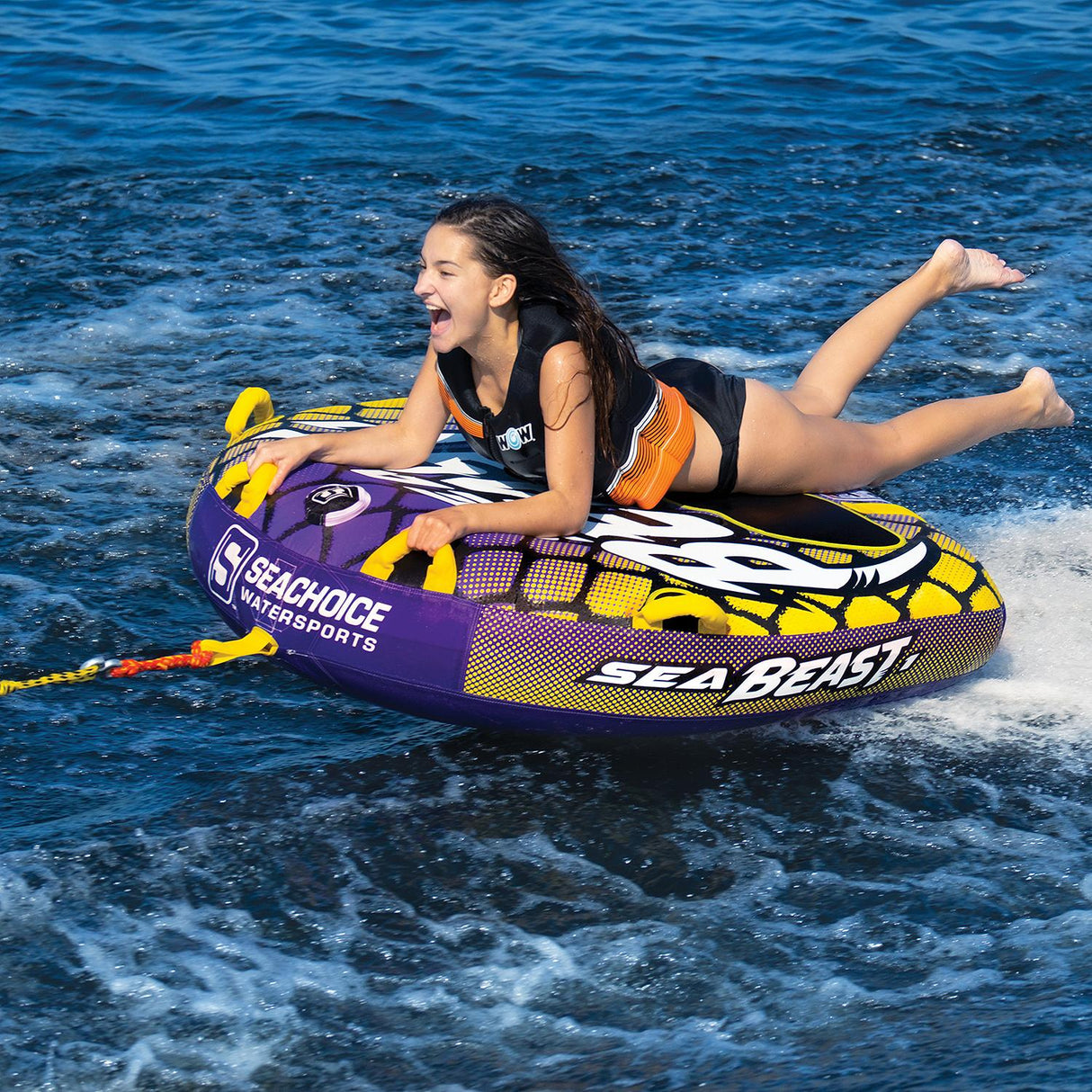 Seachoice 86911 Sea Beast Deck Tube, Reinforced Towing System, Foam Handles w/ Knuckle Guards, 50 In. X 48 In.
