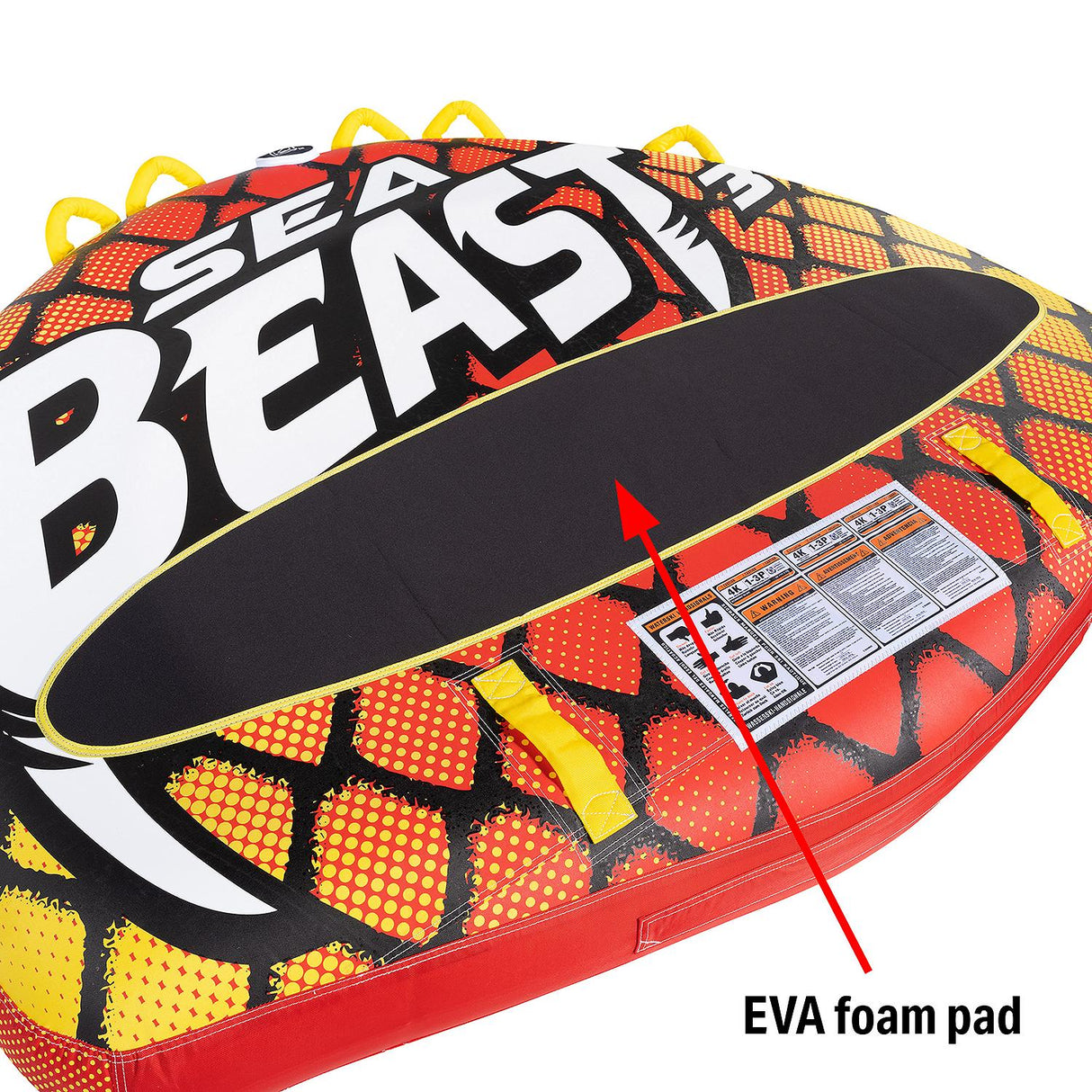 Seachoice 86931 Sea Beast Deck Tube, Reinforced Towing System, For 1 to 3 Riders Up to 510 Lbs., 75 In. X 62 In.