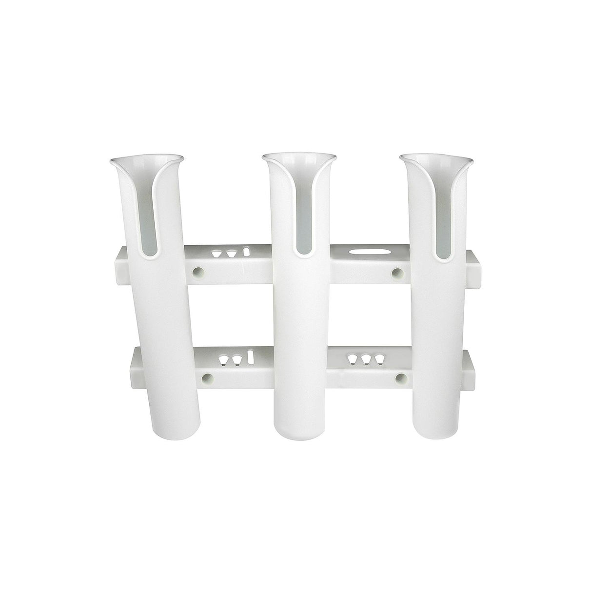 Seachoice Fishing 3-Rod Storage Rack, Holds 3 Fishing Rods With Slots for Knives and Pliers, White