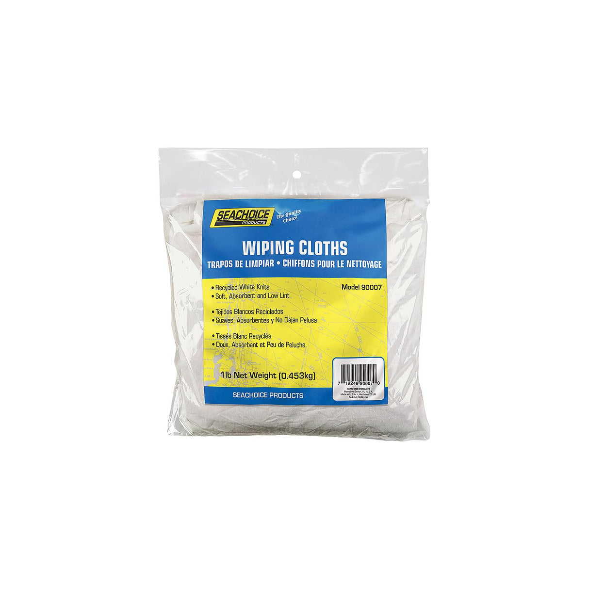 Seachoice Recycled White Knit Wiping Cloths, Low-Lint, 1 Lb. Box